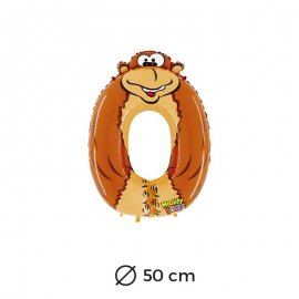 Palloncino Gorilla Numero 0 Foil 50 cm