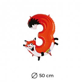 Palloncino Volpe Numero 3 Foil 50 cm