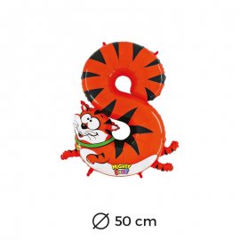 Palloncino Tigre Numero 8 Foil 50 cm