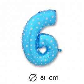 Palloncino Numero 5 Foil Blu con Stelle 81 cm