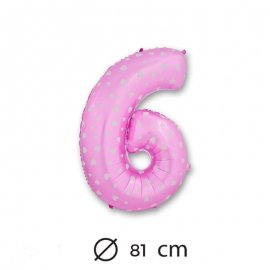 Palloncino Numero 6 Foil Rosa con Cuori 81 cm 