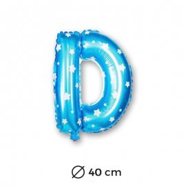 Palloncino Lettera D Foil in Blu con Stelle 40 cm
