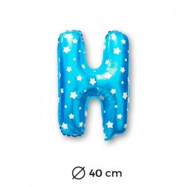 Palloncino Foil Lettera H in Blu con Stelle 40 cm