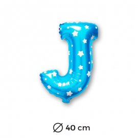 Palloncino Foil Lettera J in Blu con Stelle 40 cm