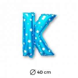 Palloncino Foil Lettera K in Blu con Stelle 40 cm