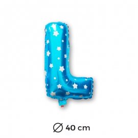 Palloncino Lettera L Foil in Blu con Stelle 40 cm