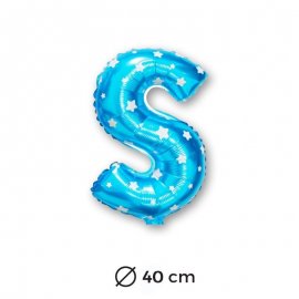 Palloncino Lettera S Foil in Blu con Stelle 40 cm