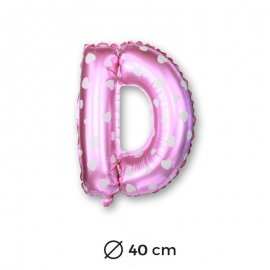 Palloncino Lettera D Foil in Rosa con Cuori 40 cm
