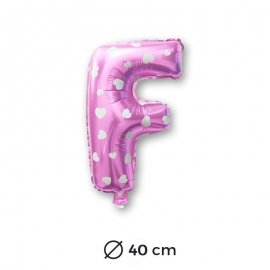 Palloncino Lettera F Foil in Rosa con Cuori 40 cm