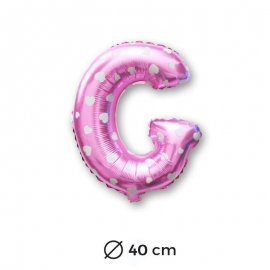Palloncino Lettera G Foil in Rosa con Cuori 40 cm