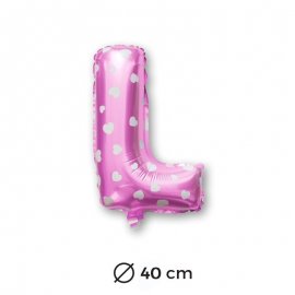 Palloncino Lettera L Foil in Rosa con Cuori 40 cm