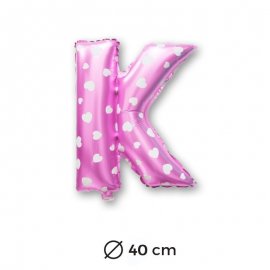 Palloncino Lettera K Foil in Rosa con Cuori 40 cm