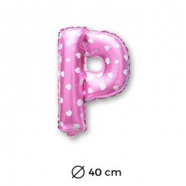 Palloncino Lettera P Foil in Rosa con Cuori 40 cm