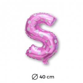 Palloncino Lettera S Foil in Rosa con Cuori 40 cm
