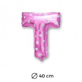Palloncino Lettera T Foil in Rosa con Cuori 40 cm