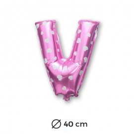 Palloncino Lettera V Foil in Rosa con Cuori 40 cm