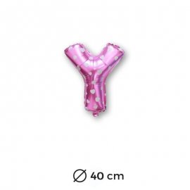 Palloncino Lettera Y Foil in Rosa con Cuori 40 cm