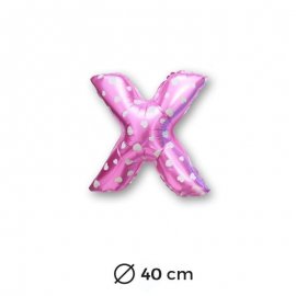  Palloncino Lettera X Foil in Rosa con Cuori 40 cm