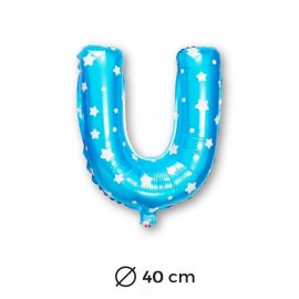 Palloncino Lettera U Foil in Blu con Stelle 40 cm