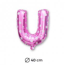Palloncino Lettera U Foil in Rosa con Cuori 40 cm Palloncino Lettera U Foil in Rosa con Cuori 40 cm