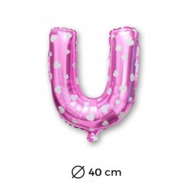 Palloncino Lettera U Foil in Rosa con Cuori 40 cm