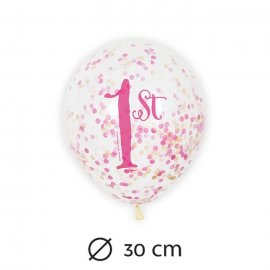 6 Palloncini con Coriandoli Primo Compleanno Bambina