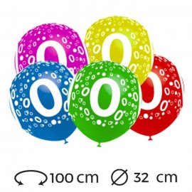 Palloncini Numero 0 Rotondi 32 cm Palloncini Numero 0 Rotondi 32 cm