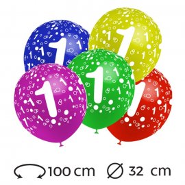 Palloncini Numero 1 Rotondi 32 cm