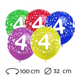 Palloncini Numero 4 Rotondi 32 cm