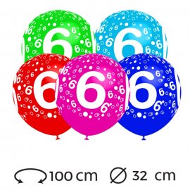 Palloncini Numero 6 Rotondi 32 cm