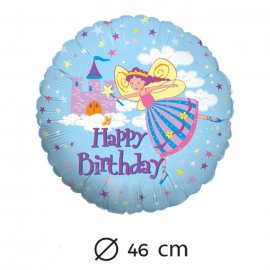 Palloncino Happy Birthday Fata Foil Rotondo 46 cm