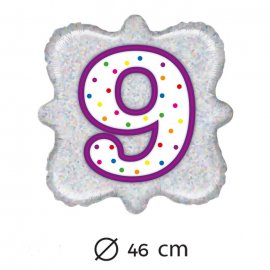 Palloncino Numero 9 Foil Quadrato 46 cm