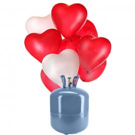 Bombola di Elio Piccola con 30 Palloncini Cuore